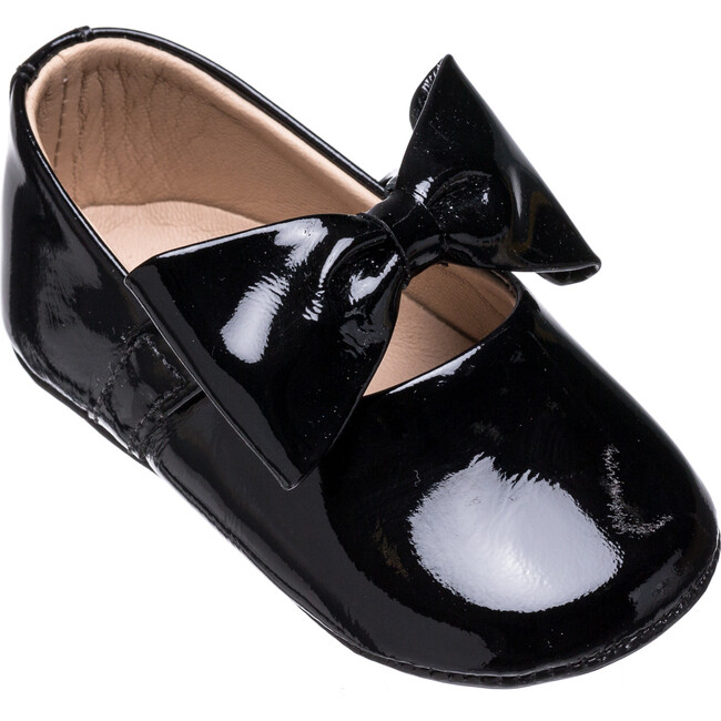 Baby Ballerina with Bow, Black Patent