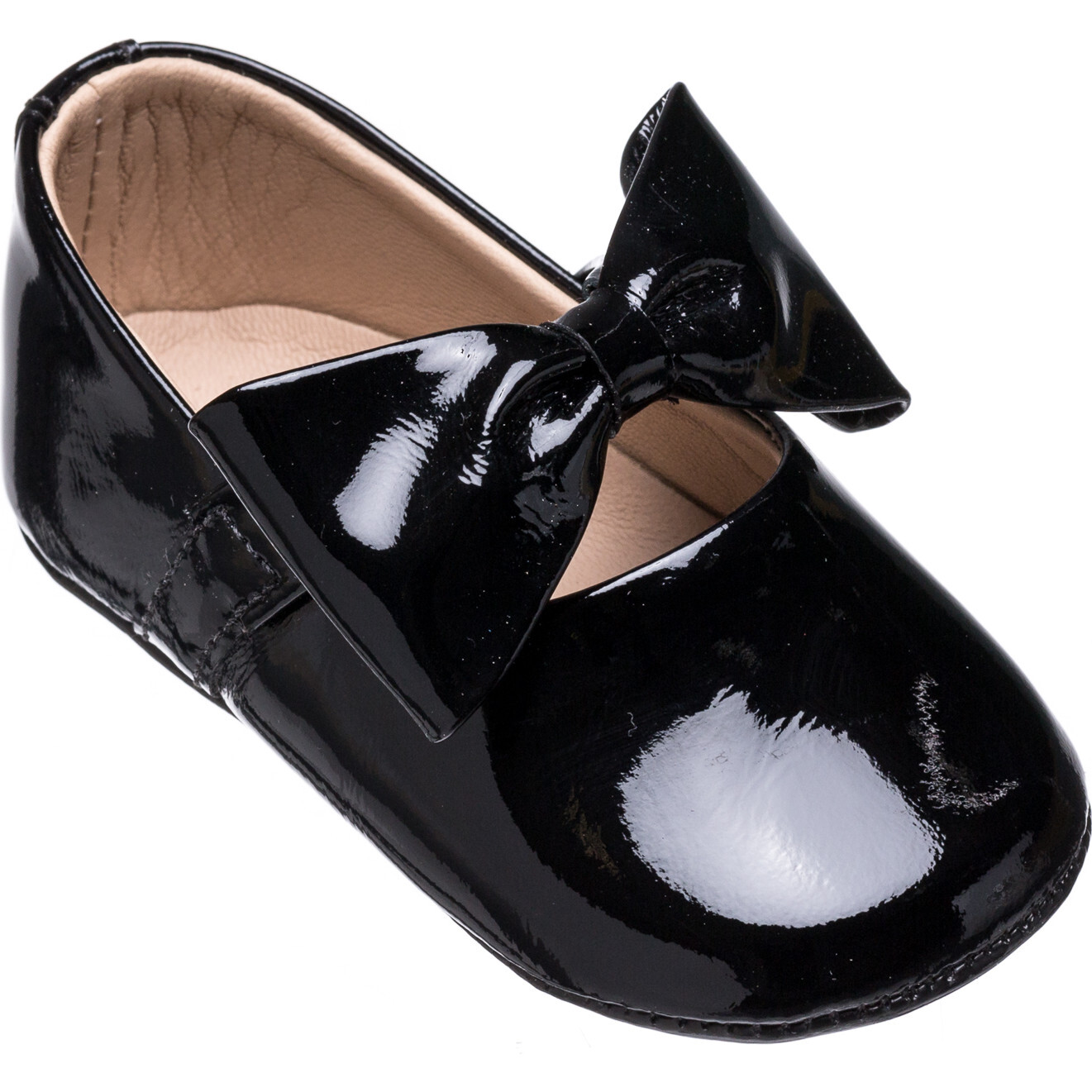 Baby Ballerina with Bow, Black Patent - Flats - 1