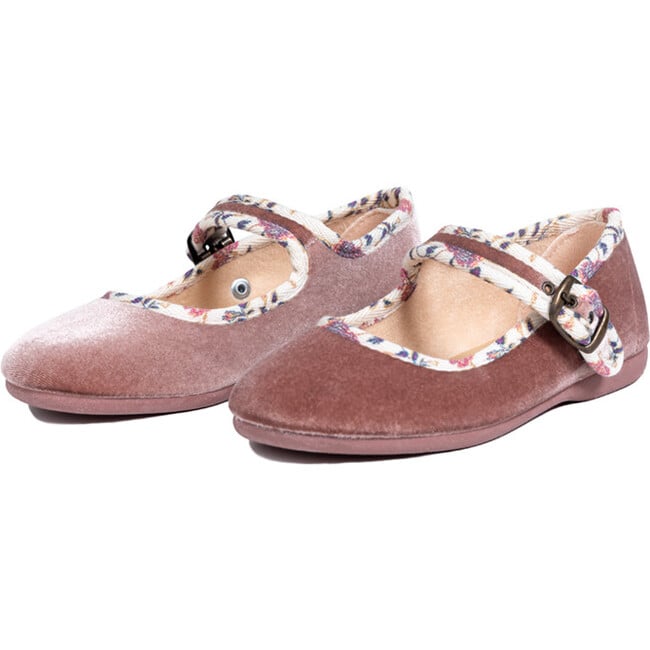 Floral Velvet Mary Janes, Pink - Mary Janes - 4