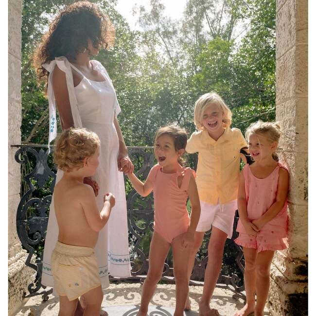 Minnow X Fanm Mon Girls Hibiscus Tie Knot Short Set - Mixed Apparel Set - 2