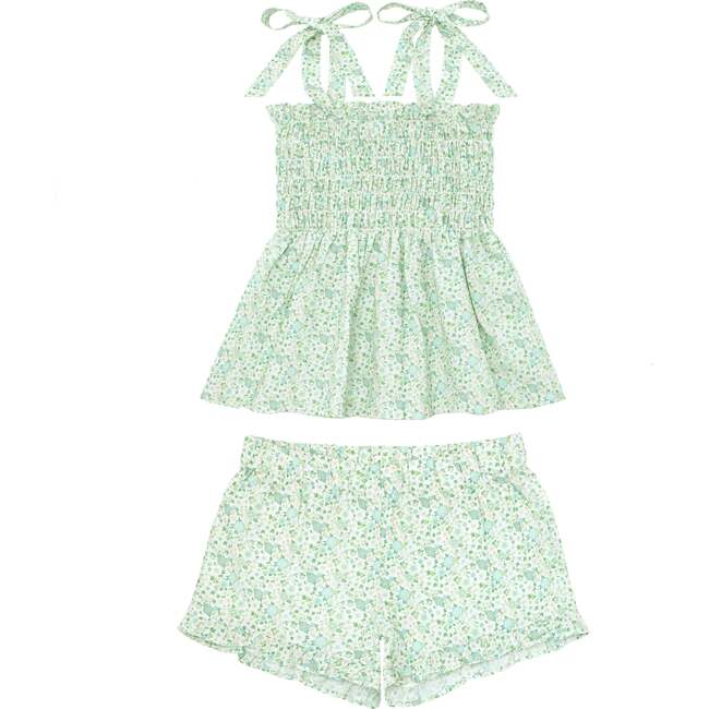 Girls Sea Marsh Floral Smocked Short Set