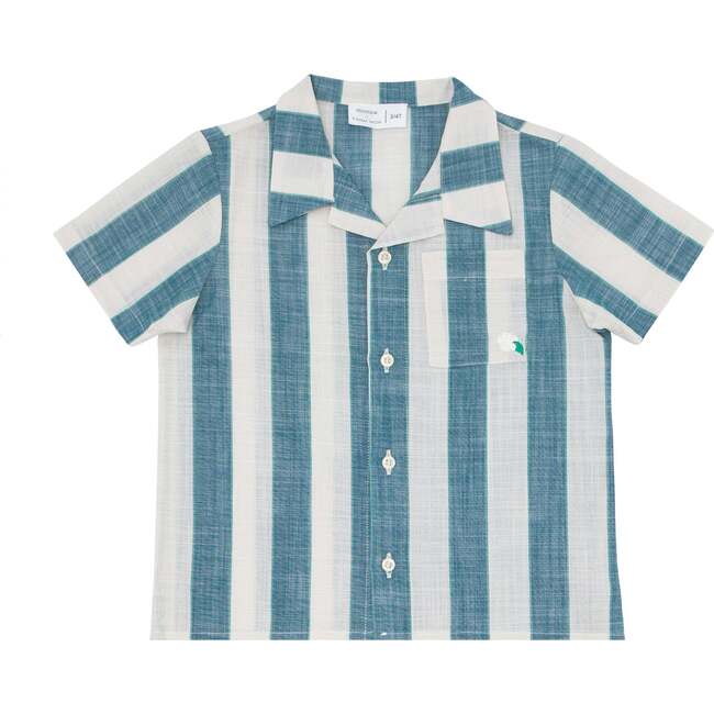 Minnow X Fanm Mon Boys Blue Cabana Linen Shirt