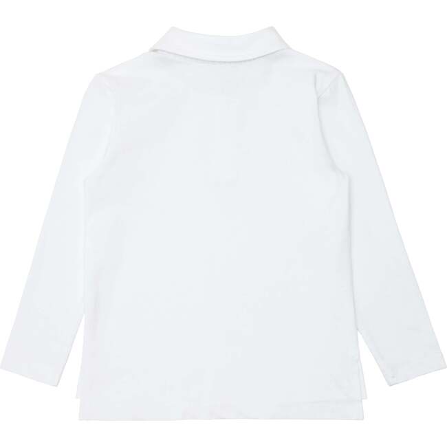 Boys White Long Sleeve Cotton Polo - Shirts - 5
