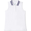 Samantha Sleeveless Pique Tennis Polo Shirt, Bright White - Polo Shirts - 1 - thumbnail