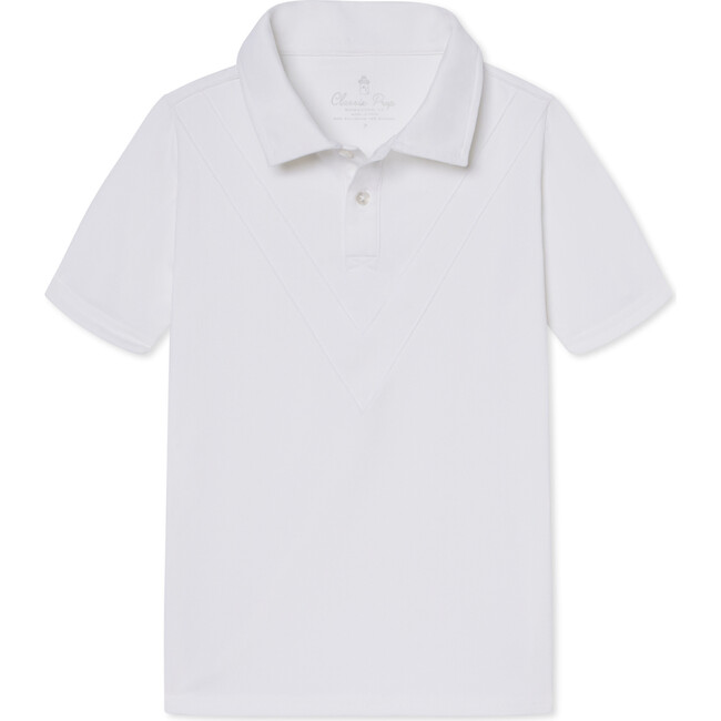 Terence Tennis Performance Chevron Polo Shirt, Bright White