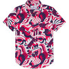 Shorts Sleeve Owen Buttondown Roton Point Print Stretch Sateen Shirt, Blue - Shirts - 1 - thumbnail