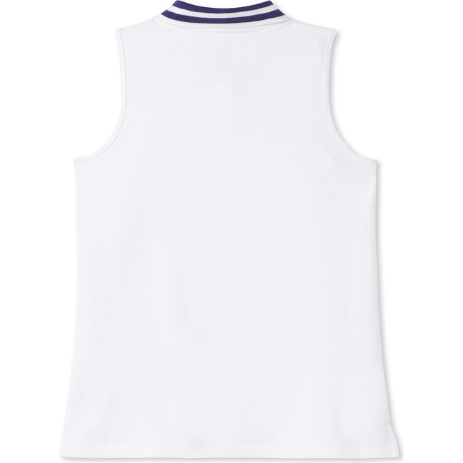 Samantha Sleeveless Pique Tennis Polo Shirt, Bright White - Polo Shirts - 2