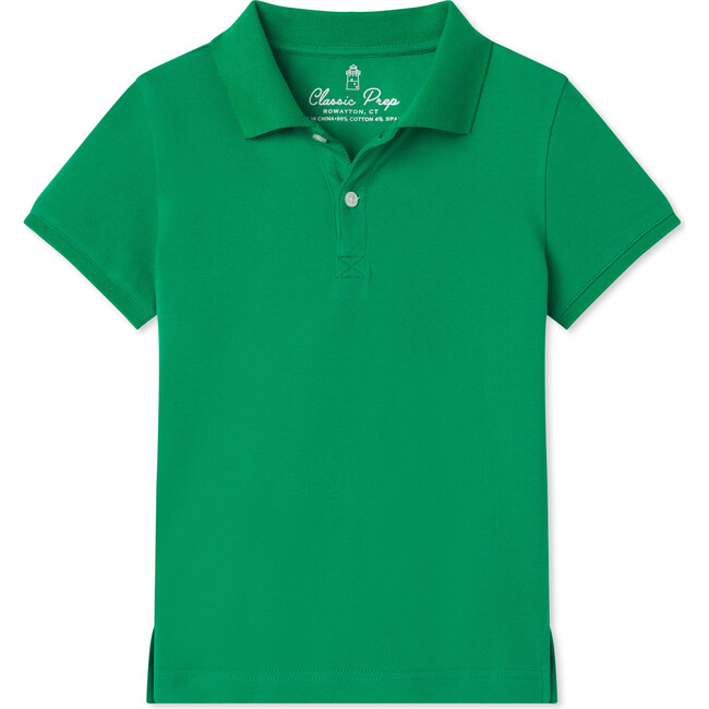 Shorts Sleeve Huck Solid Pique Polo Shirt, Blarney Green - Polo Shirts - 1