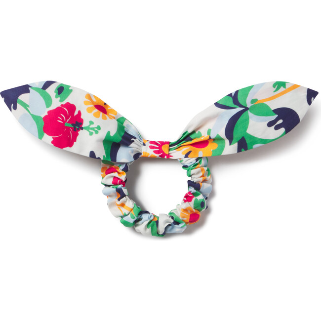 Olina Print Stretch Poplin Tie Scrunchie, Multicolors