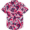 Shorts Sleeve Owen Buttondown Roton Point Print Stretch Sateen Shirt, Blue - Shirts - 2