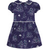 Hazel Commodore Print Stretch Sateen Dress, Blue - Dresses - 3