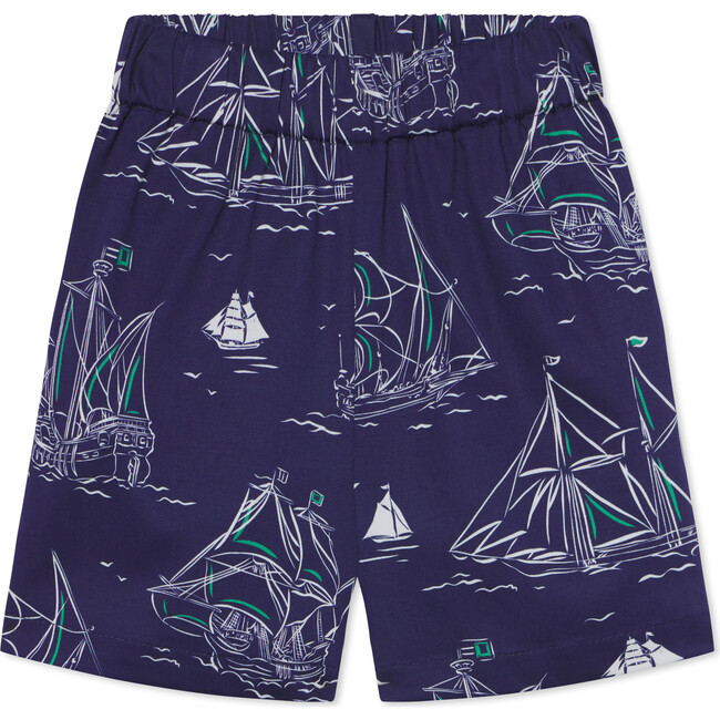 Dylan Commodore Print Stretch Sateen Shorts, Blue