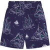 Dylan Commodore Print Stretch Sateen Shorts, Blue - Shorts - 1 - thumbnail