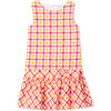 Cameron Aloha Watercolor Gingham Stretch Poplin Dress, Spicy Orange - Dresses - 1 - thumbnail