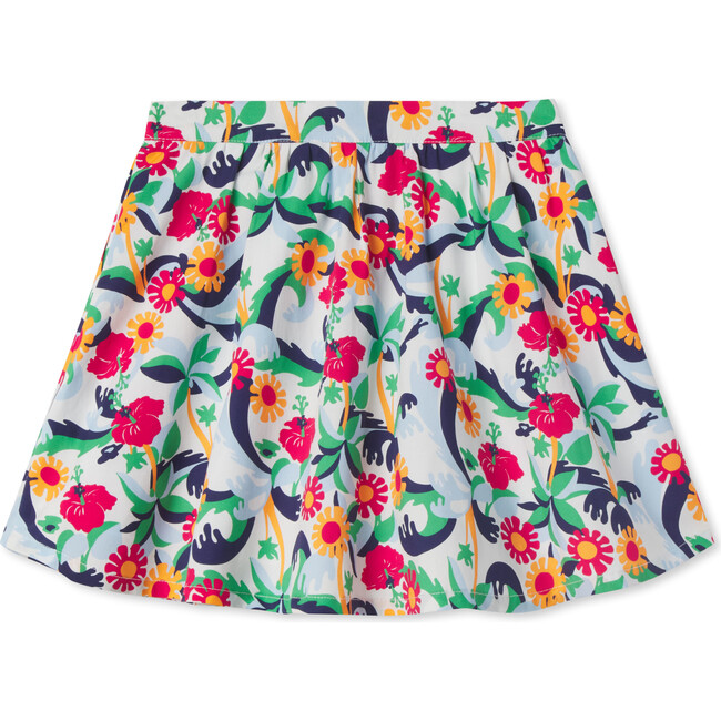 Audrey Olina Print Stretch Poplin Scallop Skirt, Blue - Skirts - 3