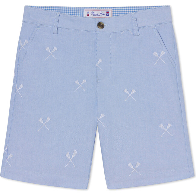 Hudson Lacrosse Embroidery Oxford Shorts, Blue - Shorts - 1