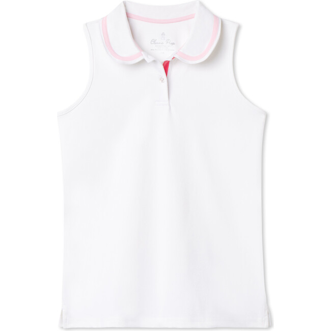 Adair Tennis Performance Sherbet Sleeveless Sports Polo Shirt, Bright White