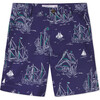 Hudson Commodore Print Stretch Sateen Shorts, Blue - Shorts - 1 - thumbnail