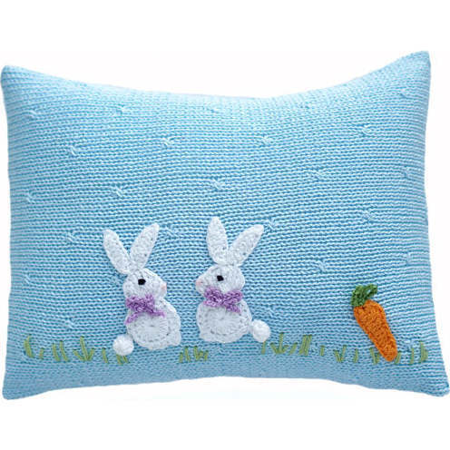 Baby Bunny Pillow, Blue - Decorative Pillows - 1