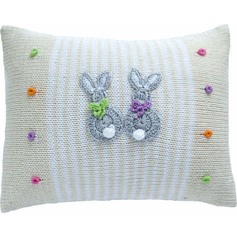 Baby Bunny Pillow, Stripes and Dots - Decorative Pillows - 1