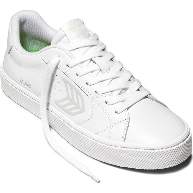 Women's SALVAS Leather Sneaker, White - Sneakers - 3