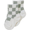 Checkerboard Dropout Sock, Sage Green - Socks - 1 - thumbnail