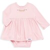 Long Sleeve Bubble Romper With Easter Embroidery, Pink - Rompers - 1 - thumbnail
