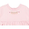 Long Sleeve Bubble Romper With Easter Embroidery, Pink - Rompers - 2 - thumbnail