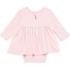 Long Sleeve Bubble Romper With Easter Embroidery, Pink - Rompers - 3 - thumbnail