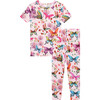Watercolor Butterfly Short Sleeve Basic Pajama, Pink - Pajamas - 1 - thumbnail