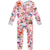 Watercolor Butterfly Footie Ruffled Zippered One Piece, Pink - Onesies - 1 - thumbnail