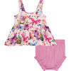 Watercolor Butterfly VNeck Tank Top Peplum & Bloomer Set, Pink - Dresses - 2
