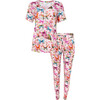 Watercolor Butterfly Women's Short Sleeve Scoop Neck & Jogger Pajama, Pink - Pajamas - 2