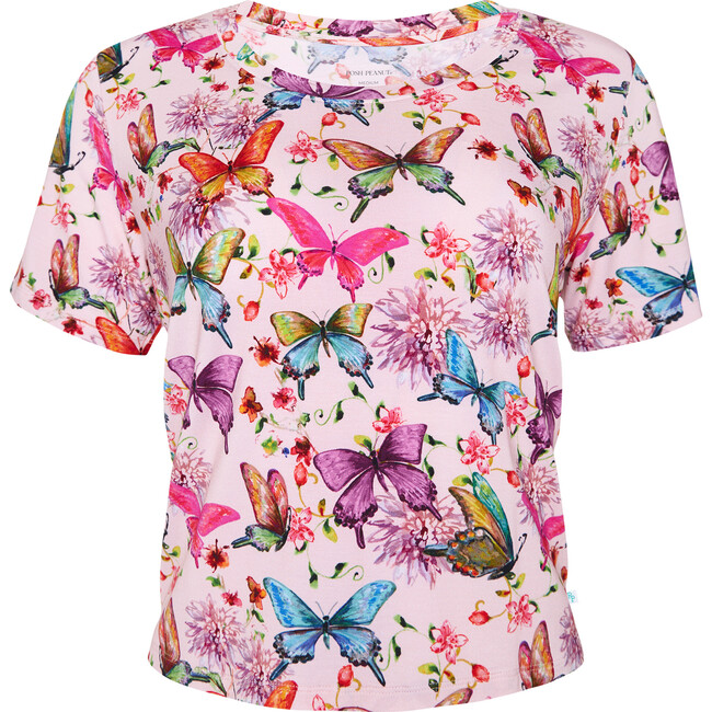 Watercolor Butterfly Women's Short Sleeve Pajama, Pink - Pajamas - 2