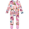 Watercolor Butterfly Footie Ruffled Zippered One Piece, Pink - Onesies - 3 - thumbnail