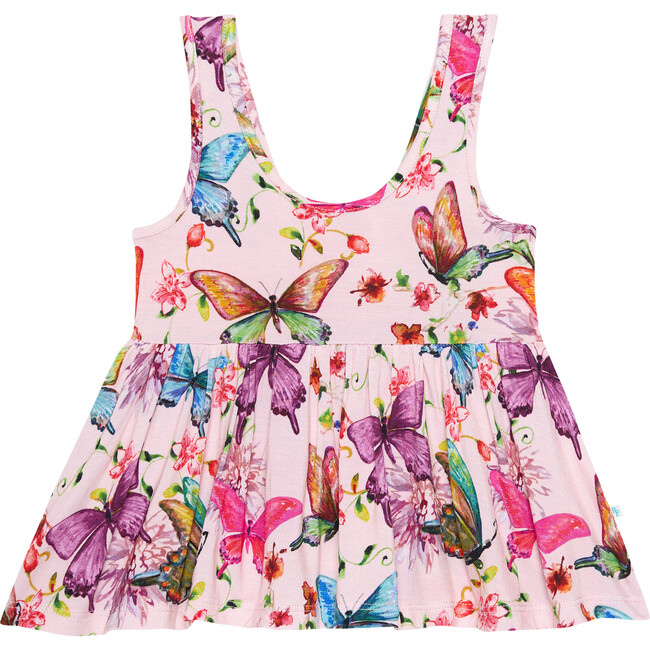 Watercolor Butterfly VNeck Tank Top Peplum & Bloomer Set, Pink - Dresses - 3