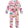 Watercolor Butterfly Footless Zippered One Piece, Pink - Onesies - 2