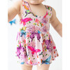 Watercolor Butterfly VNeck Tank Top Peplum & Bloomer Set, Pink - Dresses - 5