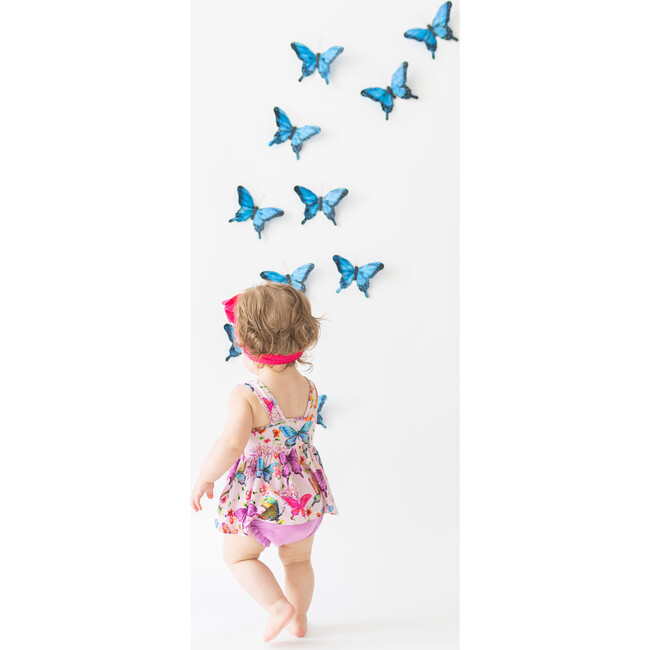 Watercolor Butterfly VNeck Tank Top Peplum & Bloomer Set, Pink - Dresses - 6