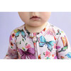 Watercolor Butterfly Footless Zippered One Piece, Pink - Onesies - 3