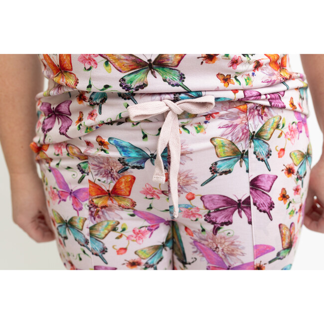 Watercolor Butterfly Women's Short Sleeve Scoop Neck & Jogger Pajama, Pink - Pajamas - 5