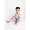 Franklin Short Sleeve Collared Henley Long Romper, Beige - Rompers - 4