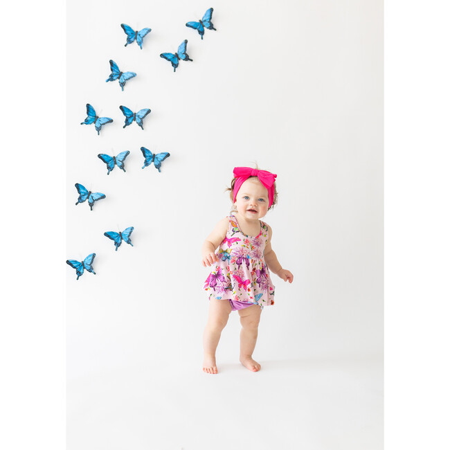 Watercolor Butterfly VNeck Tank Top Peplum & Bloomer Set, Pink - Dresses - 8
