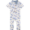 Franklin Short Sleeve Collared Henley Long Romper, Beige - Rompers - 5