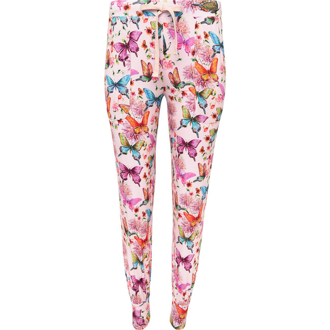 Watercolor Butterfly Women's Short Sleeve Scoop Neck & Jogger Pajama, Pink - Pajamas - 7