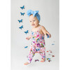 Watercolor Butterfly Smocked Spaghetti Jumpsuit, Pink - Rompers - 3