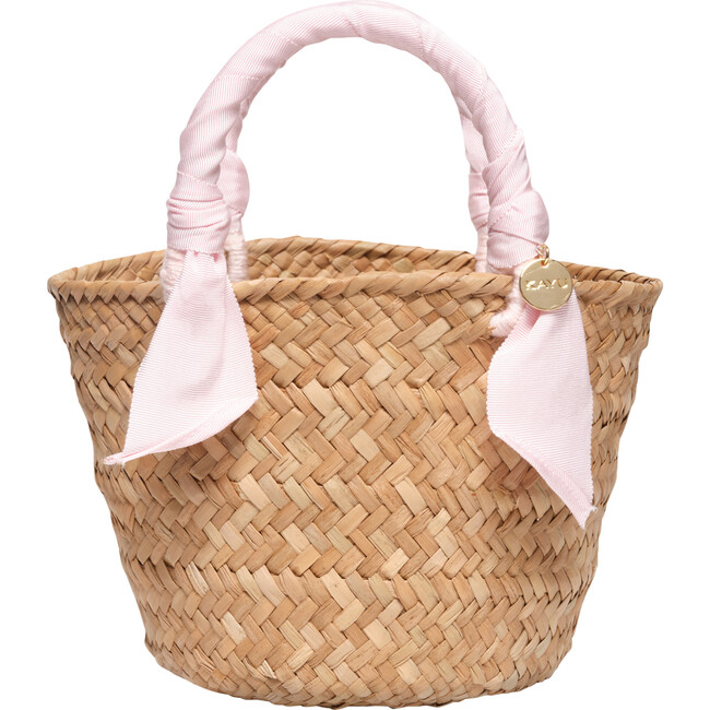 Women's Mini Rosie Woven Seagrass Tote, Baby Pink