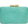 Women's Jen Woven Straw Clutch With White Stones, Turquoise - Bags - 1 - thumbnail