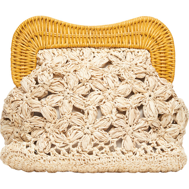 Women's Willow Knitted Rafia Wicker Framed Bag , Natural - Bags - 1