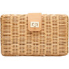 Women's Lou Wicker Clutch With Drop-In Chain Strap, Natural - Bags - 1 - thumbnail